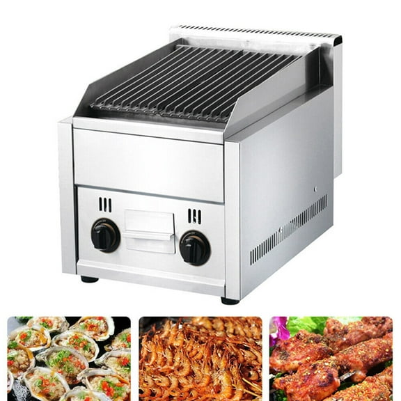 Aiqidi 22" Commercial Charbroilers 2 Burners LPG Grill Restaurant BBQ Countertop Griddle 14.57x21.85x15.16"