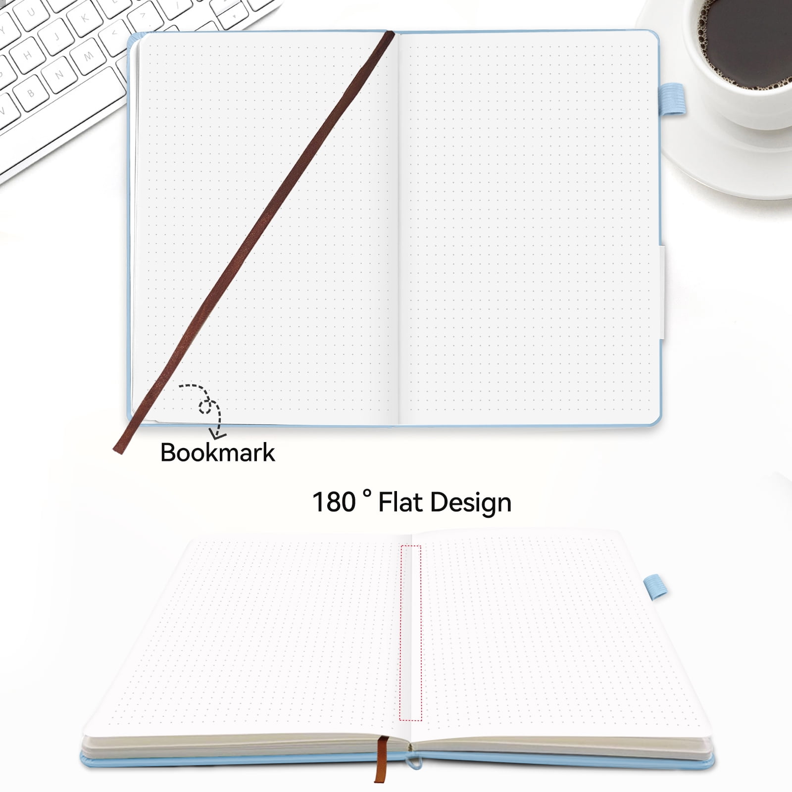1Pack Small Journal Notebook,Hardcover Journals for Women Men,Dotted,Grid,Pen Loop, Stickers,A6,100 gsm Thick Paper,160 Pages,3.6in x 5.6in