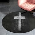 thumbnail image 4 of Cross Round Carpet Circle Rug Outdoor Patio Area Rug Washable Large Area Rugs Hallway Room Decor Fitness Mats, 4 of 8