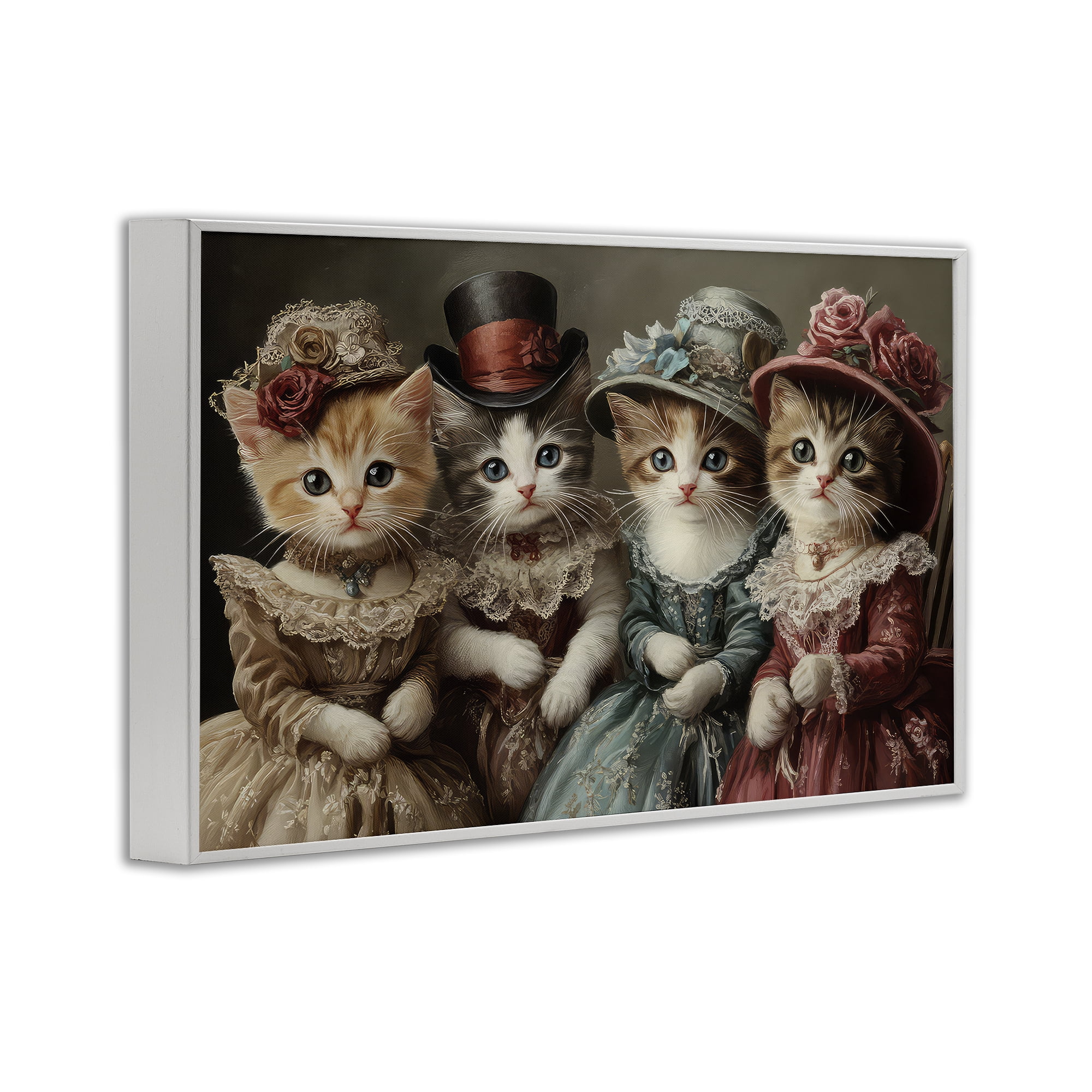 Stupell Industries Vintage Dress Kittens White Framed Giclee Art, design by The Wands Want