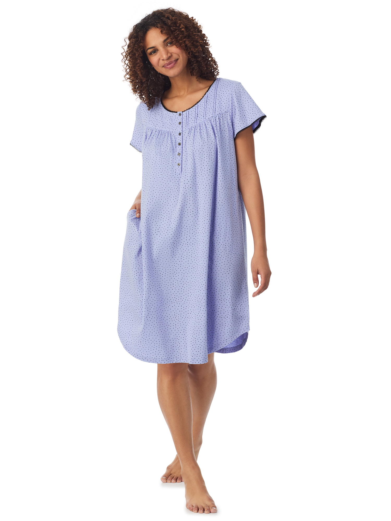 Aria 100% Cotton Short Sleeve Scoop Neck Nightgown with Pockets, Women’s sizes S-5X