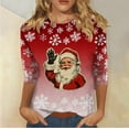 thumbnail image 2 of Santa Claus Shirts Women Short Sleeve Tshirt Round Neck Pullover Christmas Tree Sweatshirt Lightweight Sweatshirts Holiday Casual Garments Goblet Tees Shining Stars Tops, 2 of 6