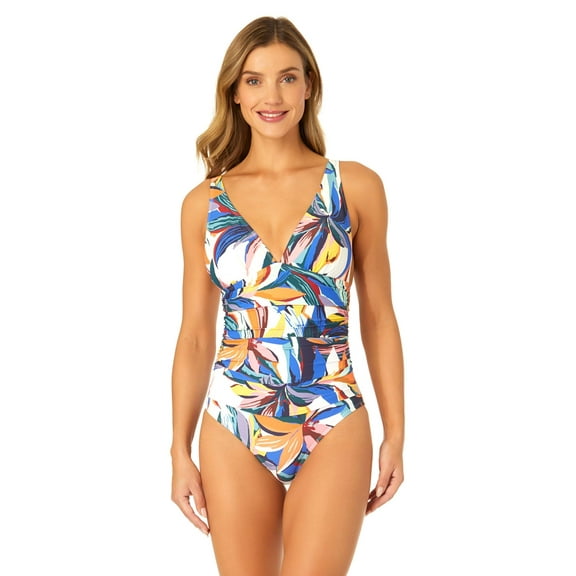 Women's Riviera Floral Soft Band Shirred One Piece Swimsuit