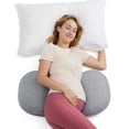 thumbnail image 1 of Almohada de embarazo Momcozy en forma de W, soporte de maternidad, color gris, 1 of 8
