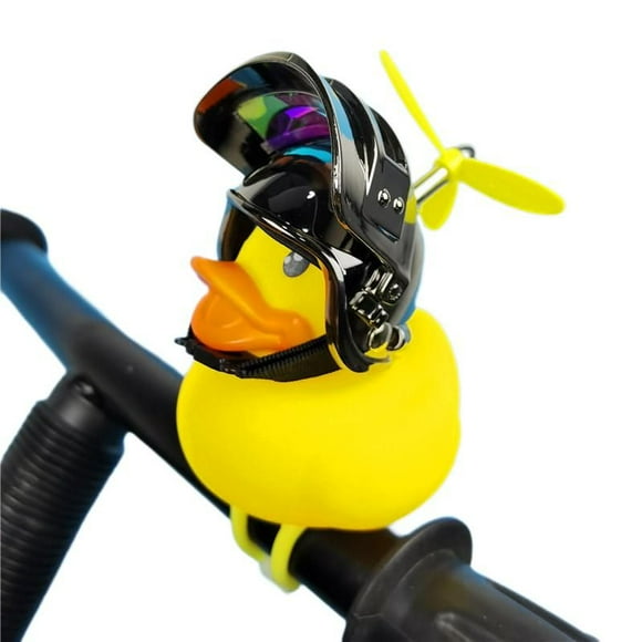 Rubber duck bicycle accessories with flash lamp and propeller helmet for automobile dashboard decoration(2pcs)