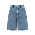thumbnail image 4 of YVNAURA Women's High Waisted Jorts Baggy Denim Shorts with Pockets Y2K Vintage Casual Summer Jean Shorts Loose Elastic Waist 2026 Trendy Outfits,Blue,L, 4 of 4