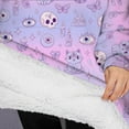 thumbnail image 3 of Oversized Wearable Blanket Hoodie,Pink Purple Cat Eye Skull Butterfly Pattern Sherpa Blanket Hoodie with Super Pockets,Super Warm Fuzzy Pullover for Women & Men, 3 of 6