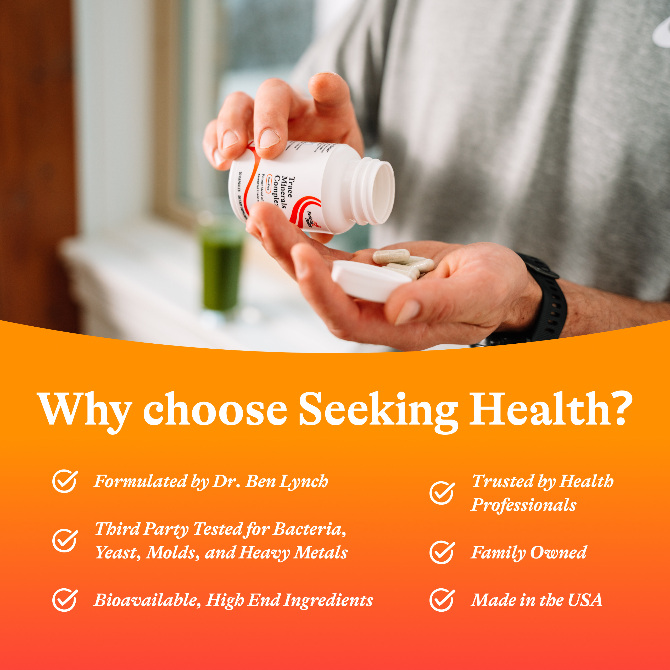 Seeking Health Trace Minerals Complex - Includes 10 Essential Trace Minerals - Mineral Supplement Supports Immune & Nervous System - Iron-Free - 30 Capsules