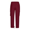 thumbnail image 4 of RYRJJ Cargo Pants for Men Solid Casual Multiple Pockets Outdoor Straight Type Fitness Pants Lightweight Outdoor Hiking Work Trousers(Wine,M), 4 of 6