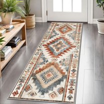 2x6 FT Kitchen Runner Rugs Non Skid Washable, Faux Wool Rug Runners for Hallways Bathroom Carpet Runner, Soft Indoor Modern Floor Rug for Entryway Laundry Room