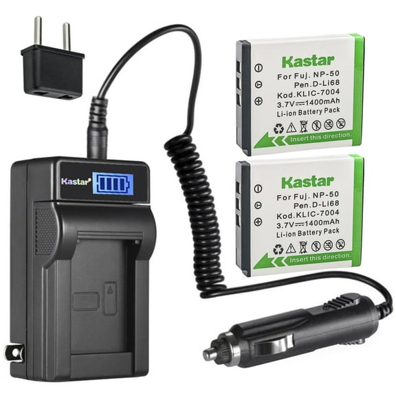 Kastar 2-Pack SX-50 Battery and LCD AC Charger Compatible with SiOnyx Aurora SX-50 Battery, SiOnyx Aurora Sport Water-Resistant IR Night Vision Camera, SiOnyx Aurora PRO Night Vision Camera