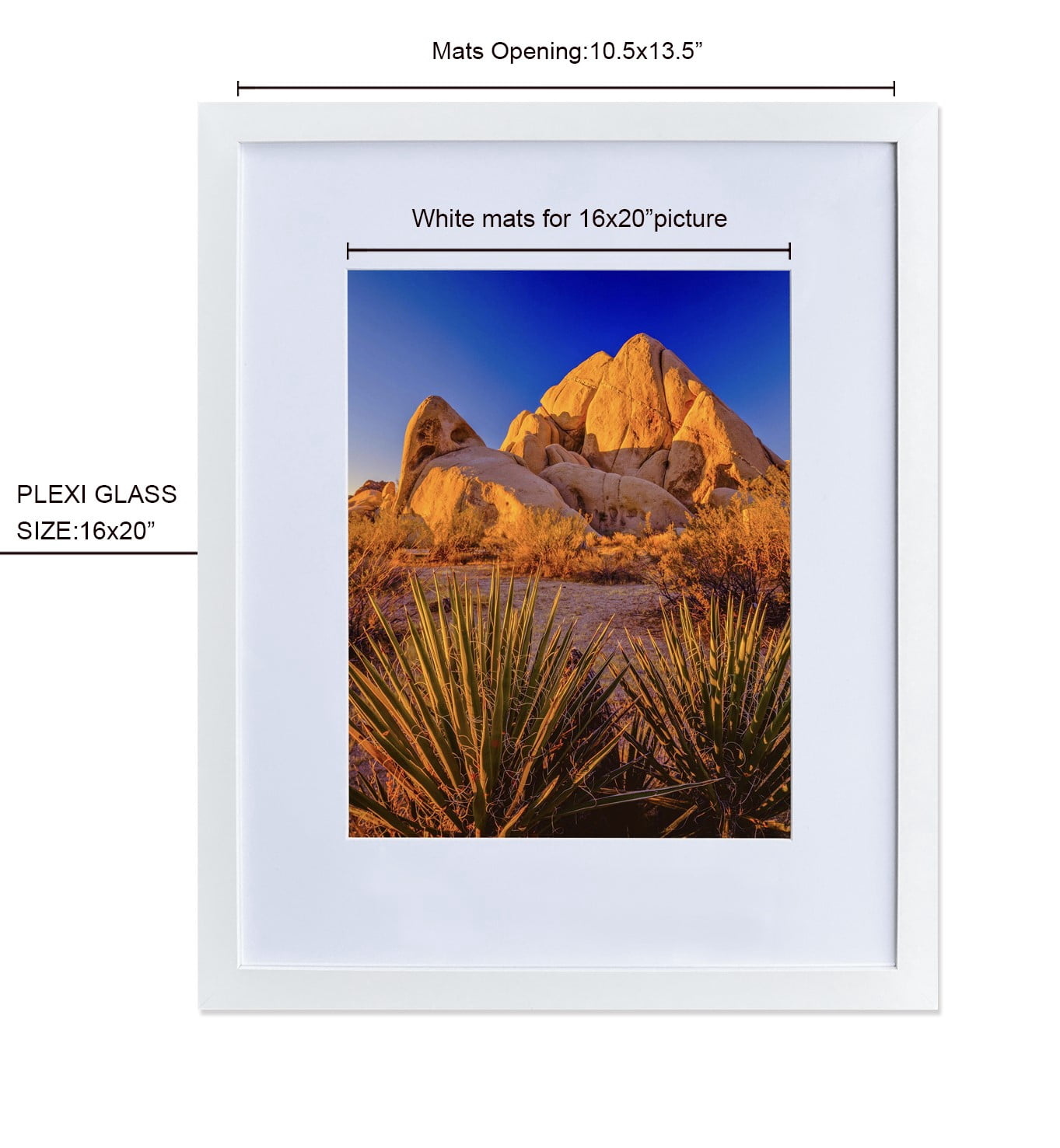 Picture Frame MDF White Frame 16x20" Wall Mount Display, Pack of 2