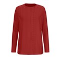 thumbnail image 3 of SEAOPEN Womens Long Sleeve Tops Solid Crewneck Womens Slim Tshirt Blouse 2024 Fall Daily Tops Red,L, 3 of 5