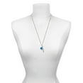 thumbnail image 3 of Delight Jewelry 12mm Faceted Teal Glass Spinner Silvertone Balance Bar Charm Necklace, 23", 3 of 4