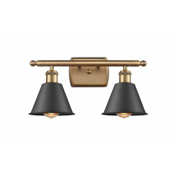 516-2W-BB-M8-BK-LED-Innovations Lighting-Smithfield - 2 Light Bath Vanity In Industrial Style-10.5 Inches Tall and 16 Inches Wide Brushed Brass LED