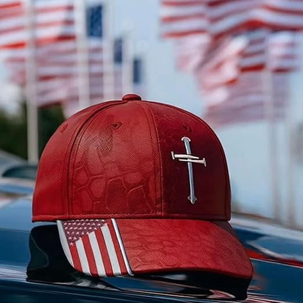 Unisex Jesus 3-Nail Cross Hat | Adjustable American Flag Christian Baseball Cap | Religious Casual Headwear（Camouflage 1 PCS）