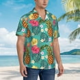 thumbnail image 3 of Rateoe Pineapple Pattern Men’s Hawaiian Shirt – Short Sleeve Button-Down Tropical Beach Shirt, Lightweight & Breathable Casual Aloha Shirt with Pocket,XX-Large, 3 of 7