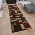 thumbnail image 4 of Ottomanson Boxes Hallway Runner Rug 2'7" x 9'6" - Non Slip Low Pile Carpet, Multicolor, 4 of 13