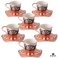 thumbnail image 7 of Turkish Coffee Cup Set of 6 with Handmade Wavy Design Saucers and Cup Holders | 18-Piece Elegant Rosegold Espresso Mugs for Authentic Turkish, Greek and Arabic Coffee Experience, 3 oz, 7 of 7