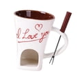thumbnail image 4 of Taza para fondue de chocolate con tenedor, calentador de queso y mantequillera individual, ideal Blanco, 4 of 9