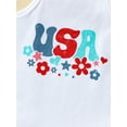thumbnail image 6 of Bagilaanoe 4th of July Clothes for Newborn Baby Girls Sleeveless Romper Tops + Floral Shorts + Headband 3M 6M 12M 18M 24M Infant Independence Day Outfits 3pcs Short Pants Set, 6 of 9