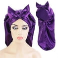 thumbnail image 4 of Long Satin Bonnet Sleep Cap Adjustable Satin Cap For Spa Refreshing Navy, 4 of 4