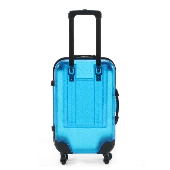 YIFAEUX Kids Mini Luggage Toy with Retractable Handle Large Capacity Transparent 4 Spinner Wheels Cosmetics Snacks Storage Doll Travel Rolling Suitcase