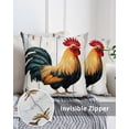thumbnail image 3 of Waterproof Outdoor Throw Pillows with Inserts 16"x16" Set of 2, Vintage Rooster Soft Decorative Pillowcases for Couch Bedroom, Watercolor Retro Farmhouse Rooster Pillow Covers for Sofa Living Room, 3 of 8