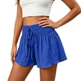thumbnail image 7 of Ounisa Women's Summer Casual Fashion Solid Drawstring Elastic Waist Loose Culottes Shorts Flowy Breathable Lightweight Airy Shorts, 7 of 7