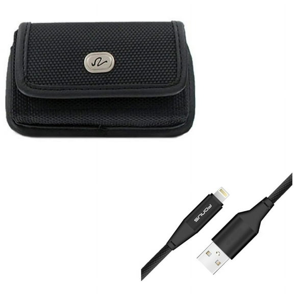 Case Belt Clip w 6ft USB Cable for iPhone 8/7/6S/6 - Rugged Holster Canvas Cover Pouch, Charger Cord Power Wire Braided Long for iPhone 8/7/6S/6 Models