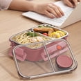 thumbnail image 3 of 2-Compartment Stainless Steel Lunch Box, Portable Meal Prep Container with Secure Lid, Microwave-Friendly, 3 of 6