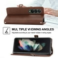 thumbnail image 5 of Tarise for Samsung Galaxy Z Fold 3 5G Fold Cover, Luxury PU Leather Shockproof Folding Kickstand Card Holder Pocket Wallet Crossbody Strap Handbag Phone Case for Samsung Z Fold3 7.6 inch, Brown, 5 of 10