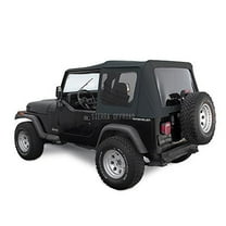 Sierra Offroad Soft Top for 1988 to 1995 Jeep Wrangler YJ - Black, Sailcloth Vinyl - 2 Door Jeep Soft Top with Rear Plastic Tinted Windows - Factory Precision Fit Replacement - No Upper Door Skins