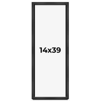 14x39 Frame Black Charcoal Grey Wood Textured Picture Frame | 0.75 Inch Moulding Width | Gunmetal