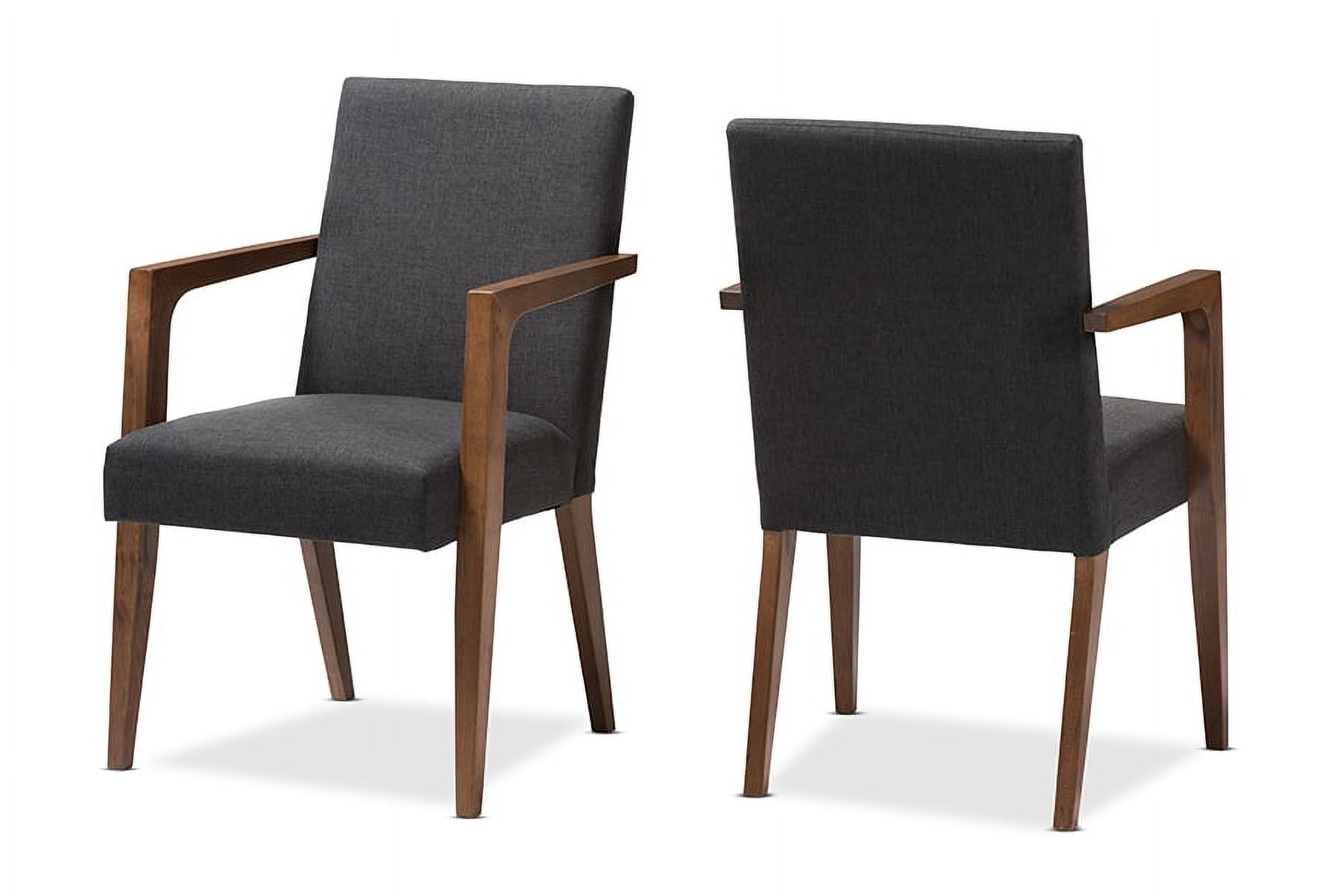 Baxton Studio Andrea Mid-Century Modern Dark Grey Upholstered Wooden Armchair