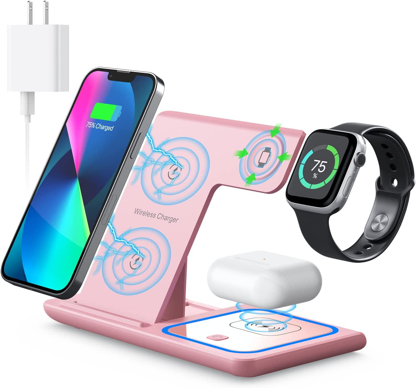 Wireless Charger, 3 in 1 Wireless Charging Station, Fast Wireless