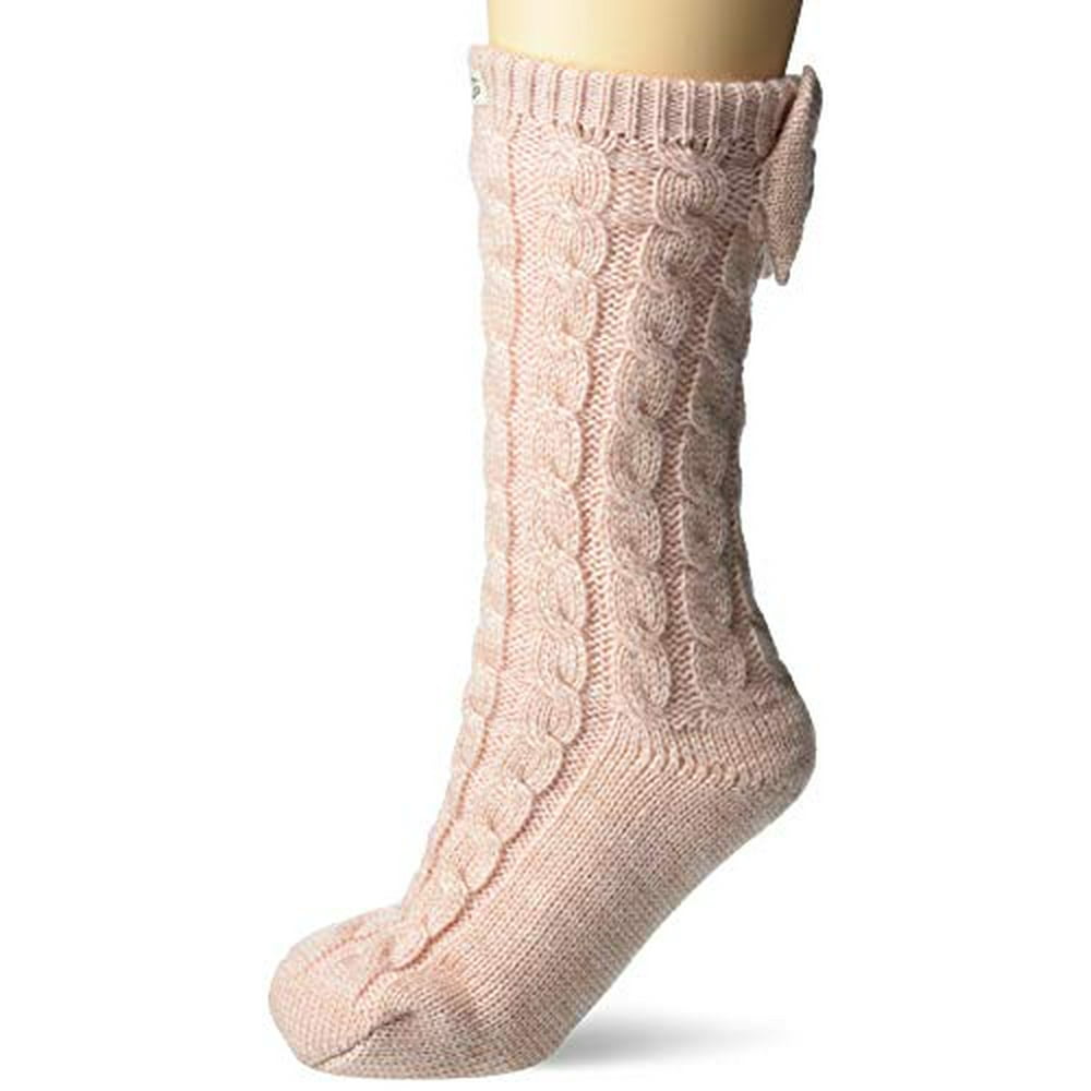 UGG UGG Women's Laila Bow Fleece Lined Sock, PINK CLOUD/GOLD, O/S