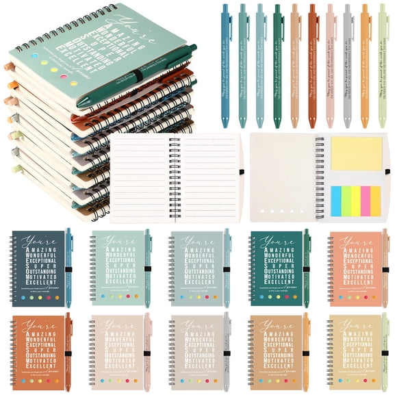 Jetec 100 Pcs/50 Ensembles Cahier Spirale de Motivation avec Notes Adhésives Stylo en Vrac Journaux Inspirants Boho Saint-Valentin Appréciation des Employés Merci g