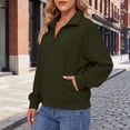 thumbnail image 6 of Jsaierl Quarter Zip Sweatshirts for Women Fall Solid Color V Neck Sweatshirt Lightweight Loose Fit Pullover Cotton Working Out Long Sleeve Tops, 6 of 9