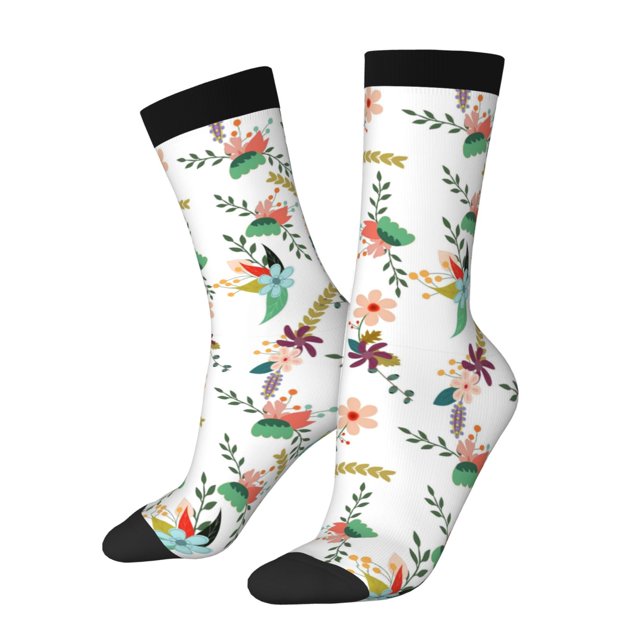 Balery Pretty Floral With Leaves Calcetas Largas con Estampado para Hombre y Mujer – Suaves y Transpirables, Talla Única (US 5-11)