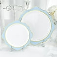 thumbnail image 5 of 100 PCS White and Blue Disposable Plates for 50 Guests, Scalloped Plastic Plates Include 50 Dinner Plates and 50 Dessert Plates for Party, Wedding and Graduation, 5 of 7