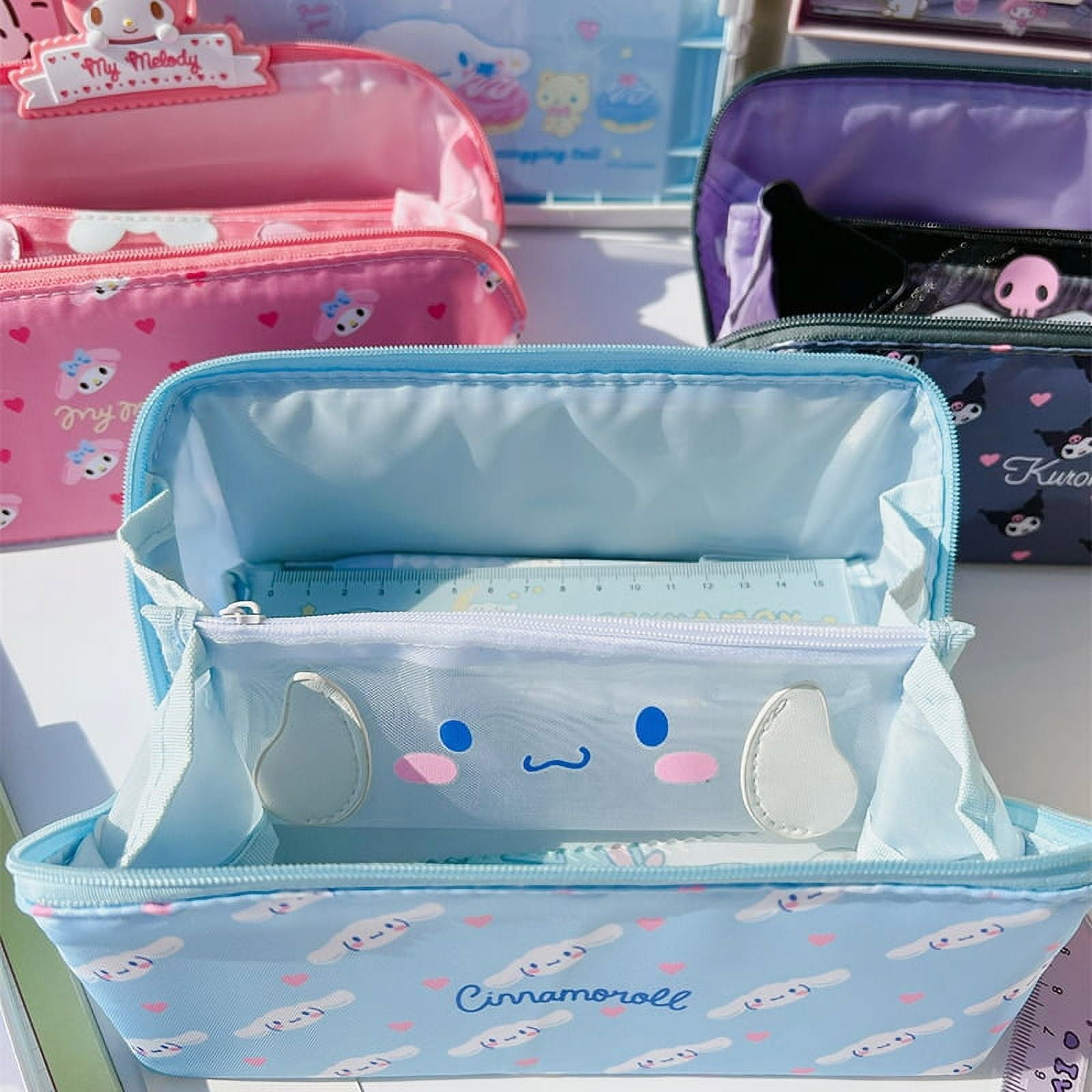 Sanrio Cinnamoroll Pencil Case Kawaii Portable High Capacity  Three-Dimensional Make Up Wash Bag Student Stationery Storage Bag