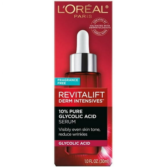 L'Oreal Paris Revitalift Derm Intensives 10 Percent Pure Glycolic Acid Serum, 1 oz.