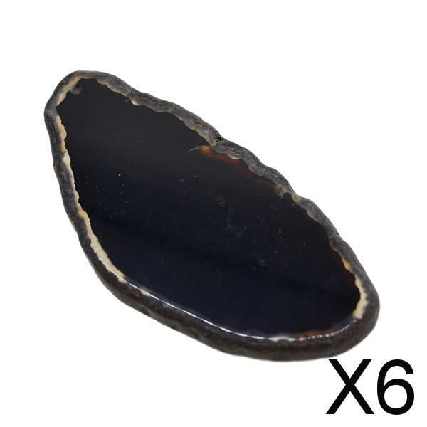 6x Hermosas Rebanadas Lisas de ágata Negra, Colgante de Rebanada, Placa de Piedras Preciosas Perforadas, ágatas para Decoración de Fabricación de Joya 6 piezas