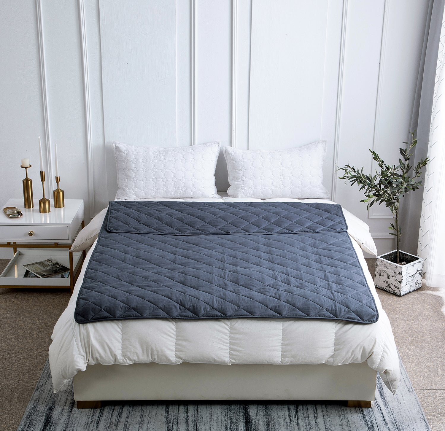 Ainfox Gray Warm Weighted Blanket Soft Weighted Comforter. Improve