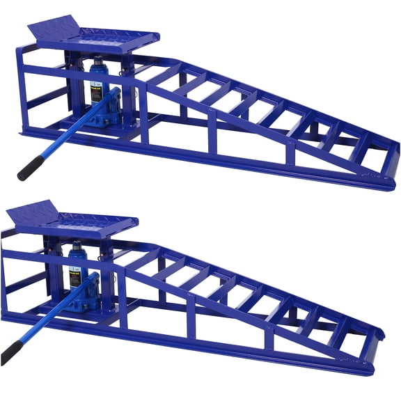 JERFIT 5-Ton Hydraulic Service Ramps for Car Truck SUV, 2-Pack Heavy Duty Steel Auto Lift Ramps, Blue