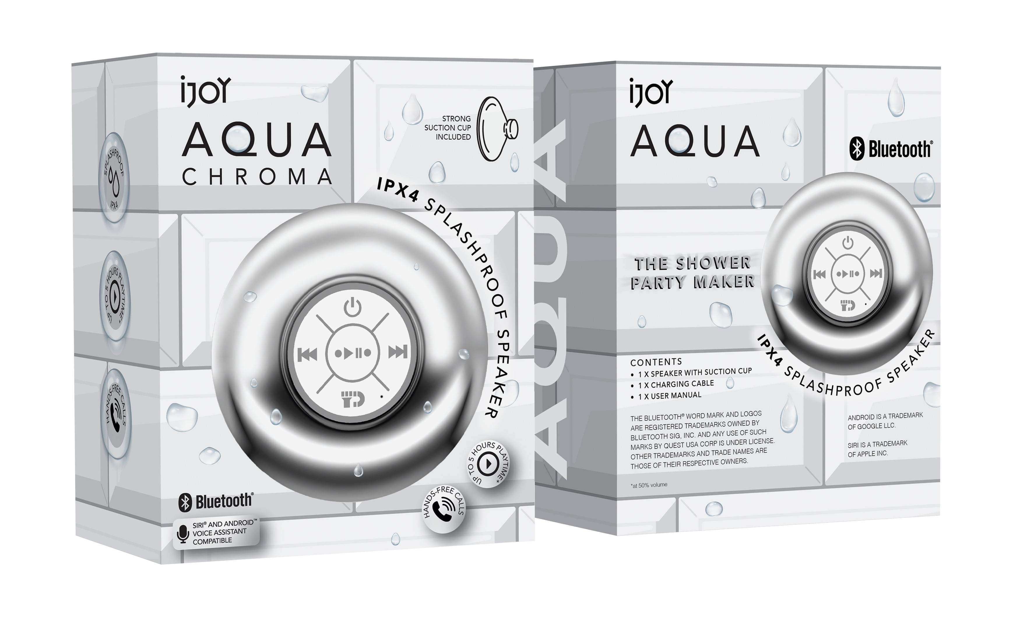 IJOY AQUA CHROMA - BLUETOOTH SPLASHPROOF SPEAKER - SILVER