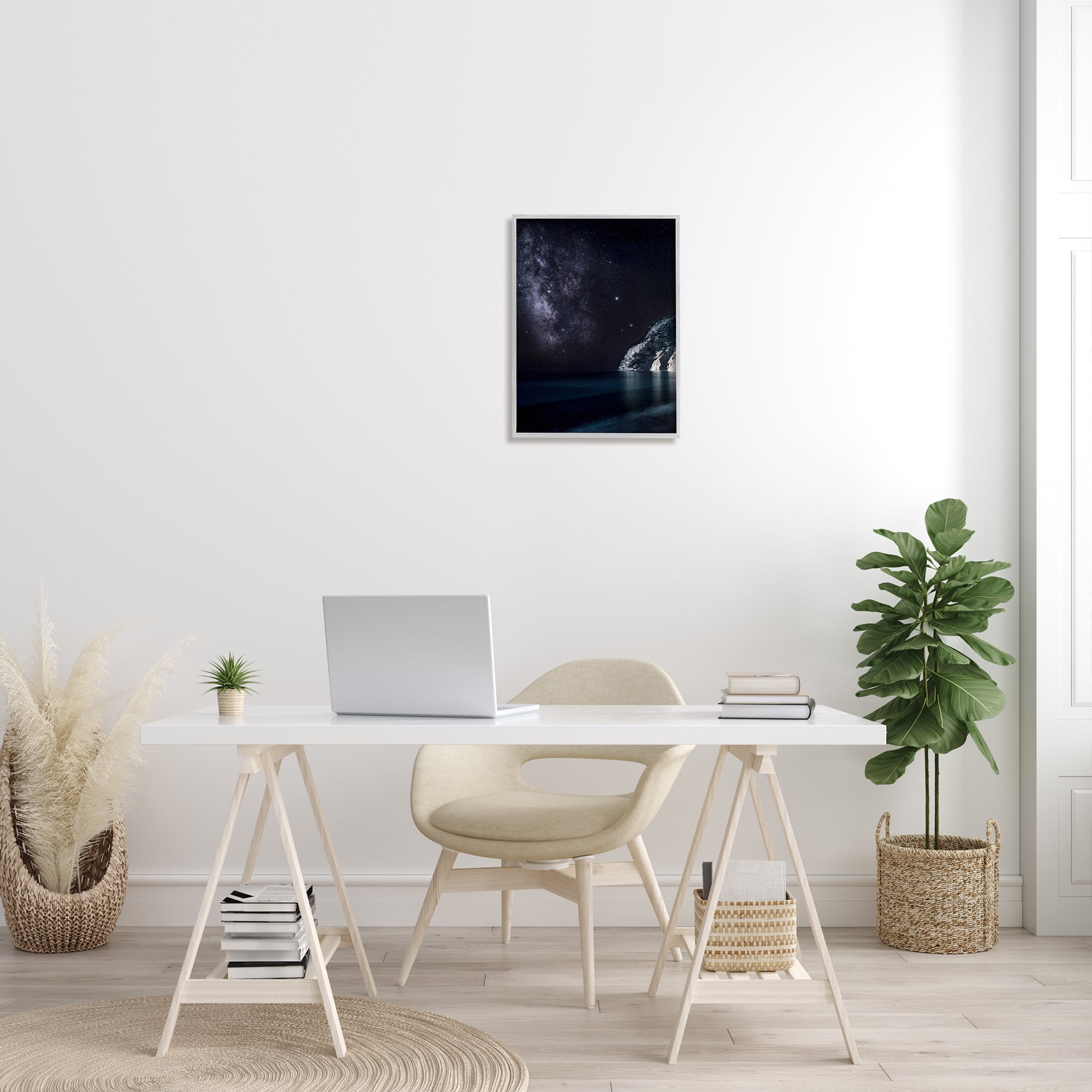 Stupell Industries Midnight Beach Coast Landscape Night Sky Galaxy Constellation, 16 x 20, Design by Dora Artemiadi