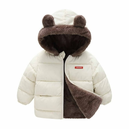 

Reduced YYDGH Baby Boys Girls Down Jacket Cute Bear Ear Zipper Coat with Pocket Winter Warm Fleece Thick Long Sleeve Hoodie Coat Outerwear(White 7-8 Years)