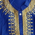 thumbnail image 2 of Camisas De Vestir Para Hombre Azul Camisetas de palangre árabe Abaya Thobe para hombre, caftán Henley con cuello bandeado, vestido liso, camisas, caftán musulmán Thobe (Blue, M), 2 of 3
